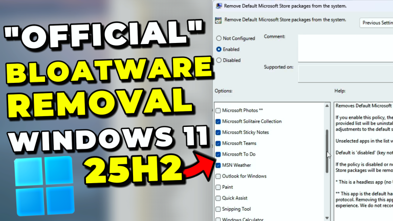 Windows 11 25H2 Official Bloatware Removal Cover Image