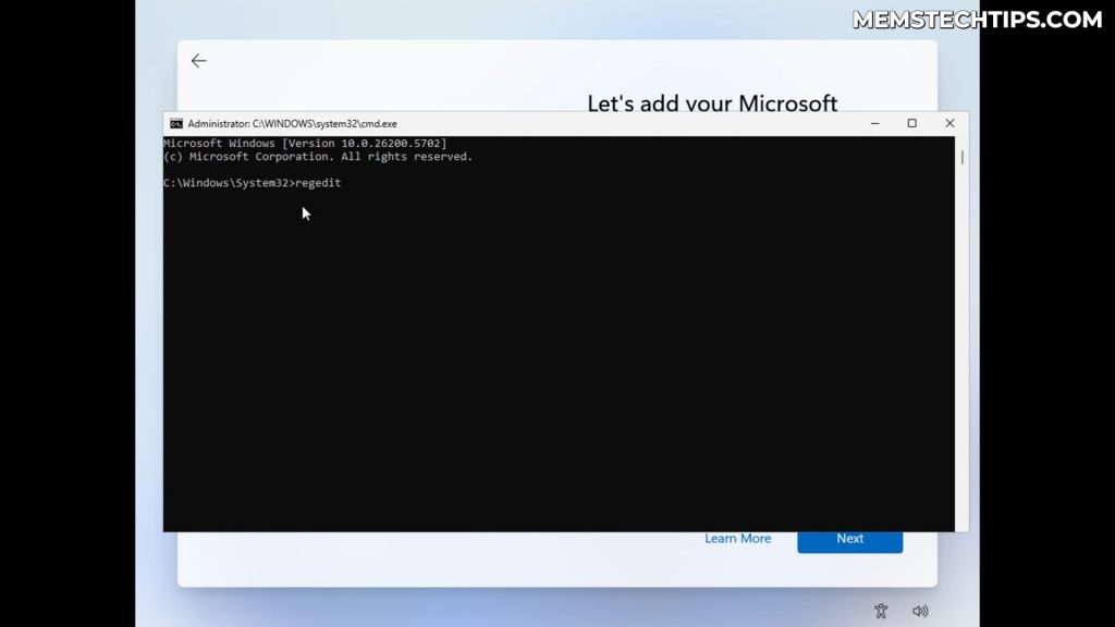 Windows 11 Local Account: How to Bypass Microsoft Account in 25H2 build 26220.6772 4 Screenshot showing the command being typed in Command Prompt
