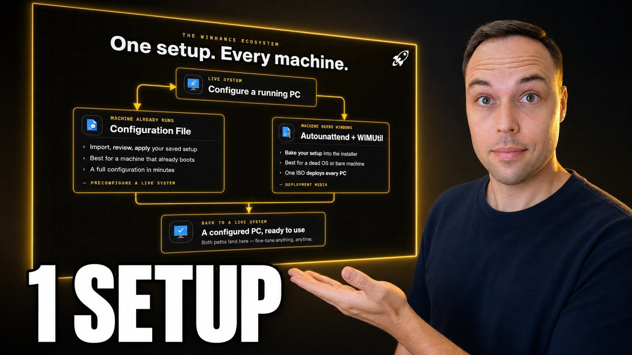 Winhance tutorial to configure Windows once and deploy the same setup to every PC