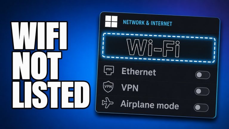 Windows 11 Network and internet settings with the Wi-Fi entry missing above Ethernet, VPN and Airplane mode